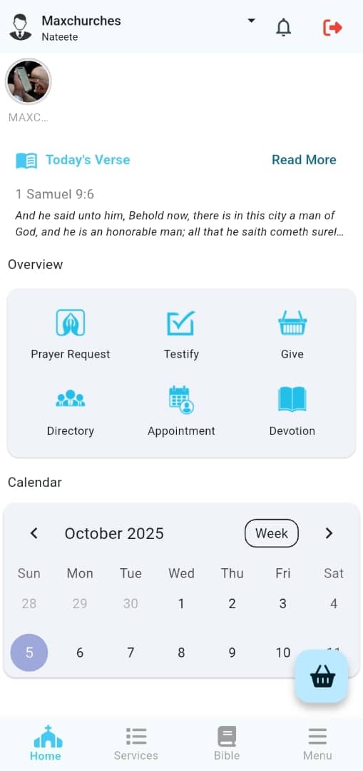 MaxChurches Mobile App Dashboard